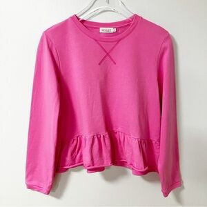 🔻 Roolee | Pink Ruffle Cotton Top M